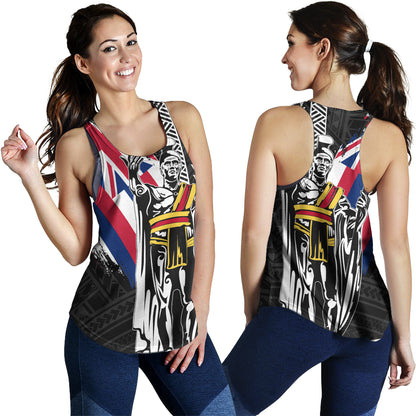 Hawaii Women Tank King Kamehameha I Kakau Flag Grunge