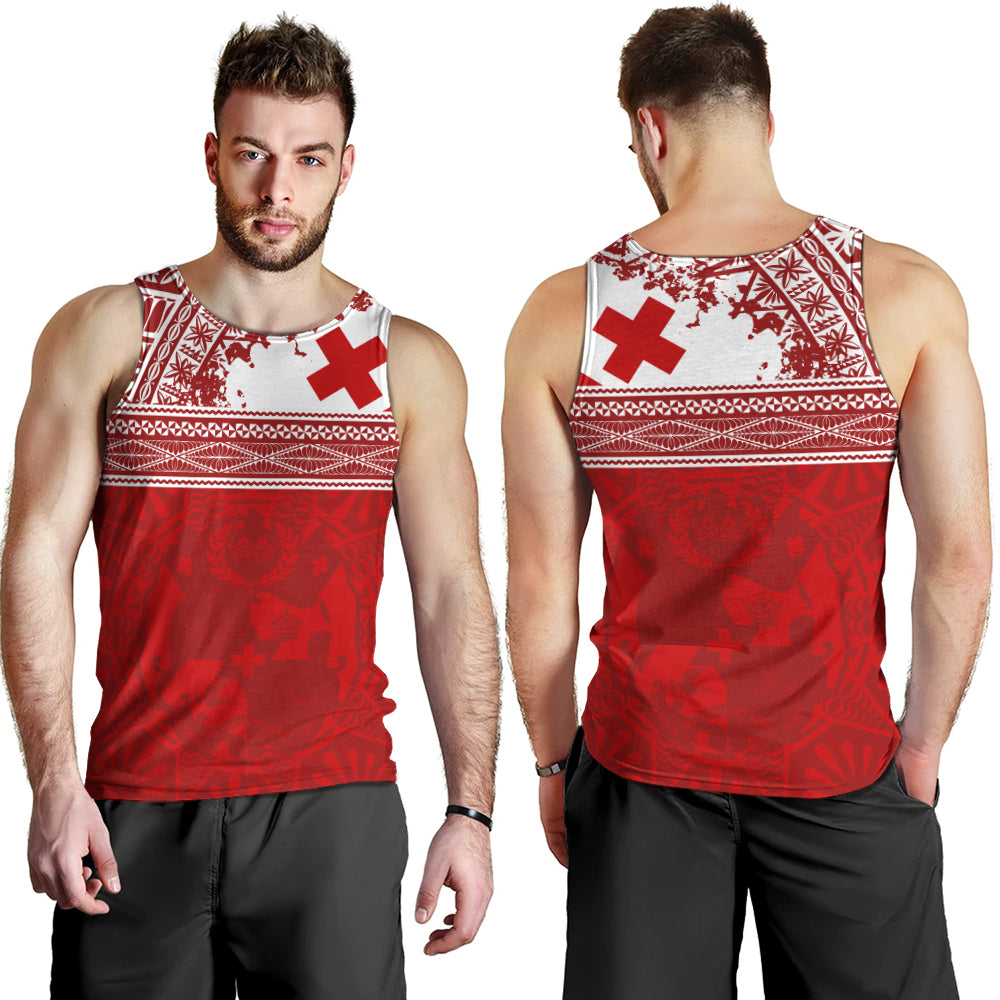Tonga Tank Top Flag Coat Of Arms Circle Ngatu Tribal