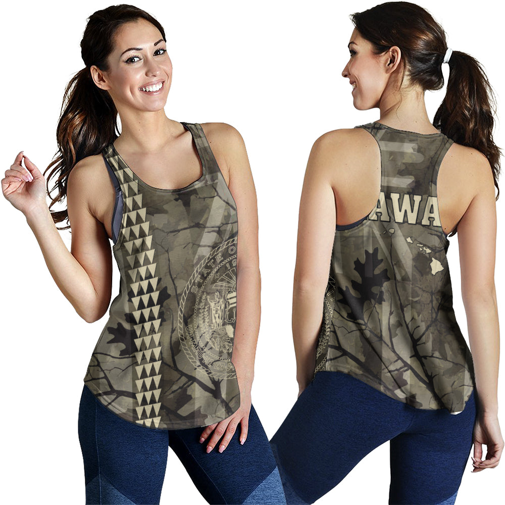 Hawaii Women Tank Tribal Kakau Camouflage Green