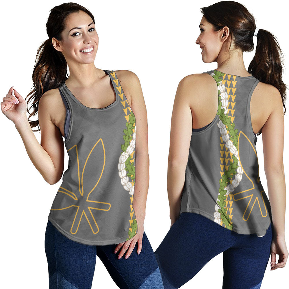 Hawaii Women Tank Kanaka Maoli Puakenikeni Maile Flower Lei