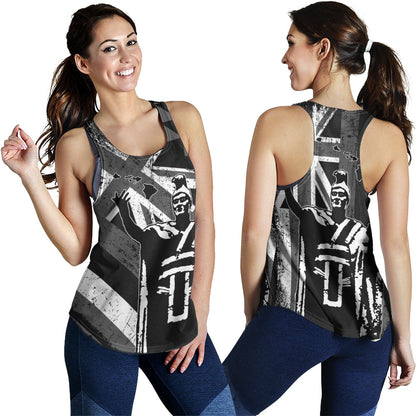 Hawaii Women Tank King Kamehameha Flag Tribal Pride Black White