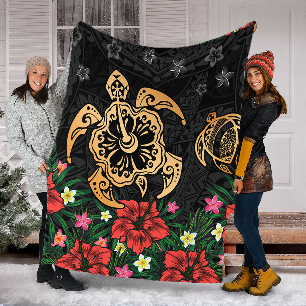 Hawaii Premium Blanket Polynesian Turtle Tropical Island Tribal Style