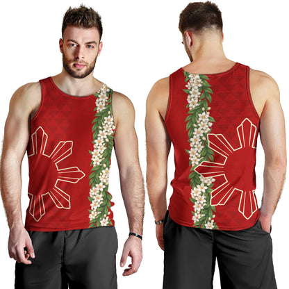 Philippines Filipinos Tank Top Sampaguita Flower Sun Pattern Island Style