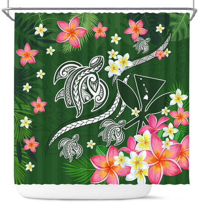 Hawaii Shower Curtain Aloha Island Turtle Plumeria Flower Tropical Fabric