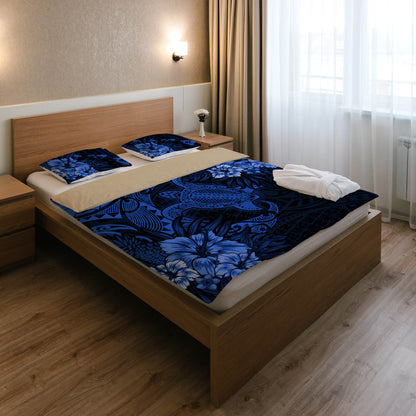 Hawaii Bedding Set - Hawaii Polynesian Turtle Tropical Blue Bedding Set