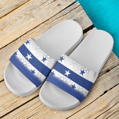 Gambier Islands Flag Color With Traditional Patterns Slide Sandals