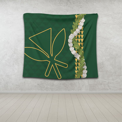 Hawaii Tapestry Kanaka Maoli Puakenikeni Maile Flower Lei