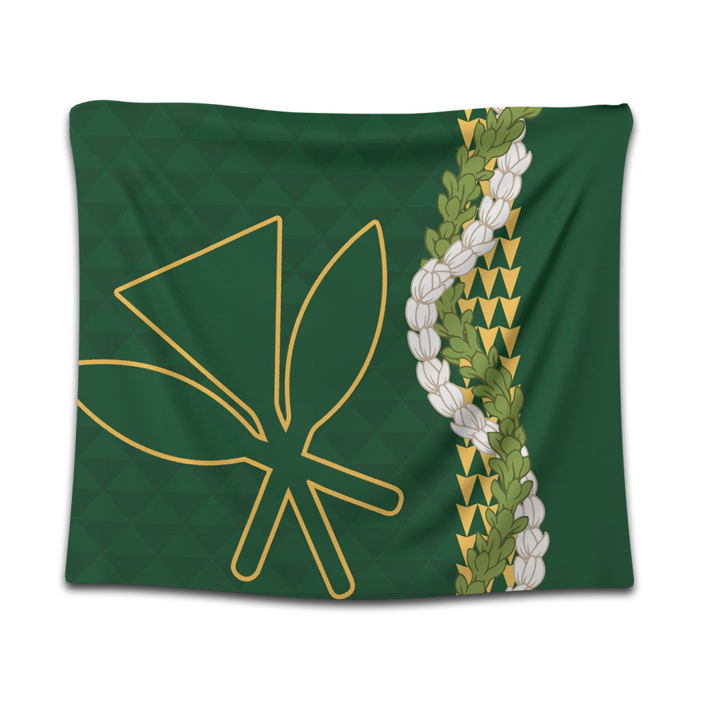 Hawaii Tapestry Kanaka Maoli Puakenikeni Maile Flower Lei