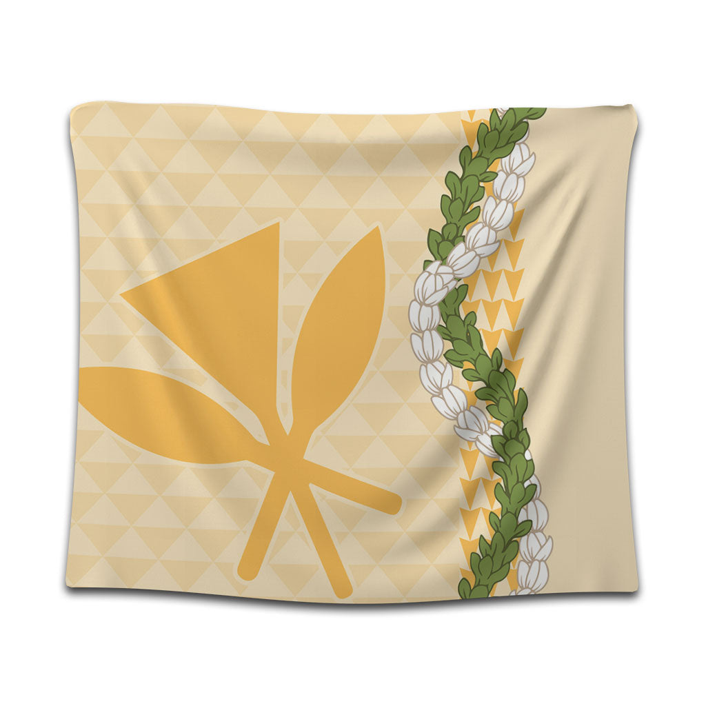Hawaii Tapestry Kanaka Maoli Puakenikeni Maile Flower Lei