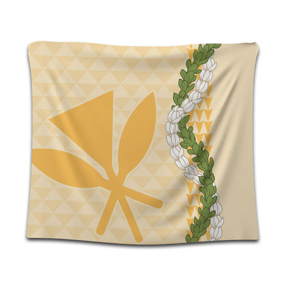 Hawaii Tapestry Kanaka Maoli Puakenikeni Maile Flower Lei