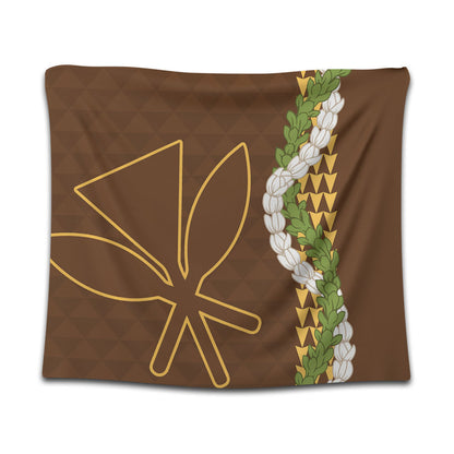 Hawaii Tapestry Kanaka Maoli Puakenikeni Maile Flower Lei