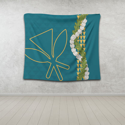 Hawaii Tapestry Kanaka Maoli Puakenikeni Maile Flower Lei