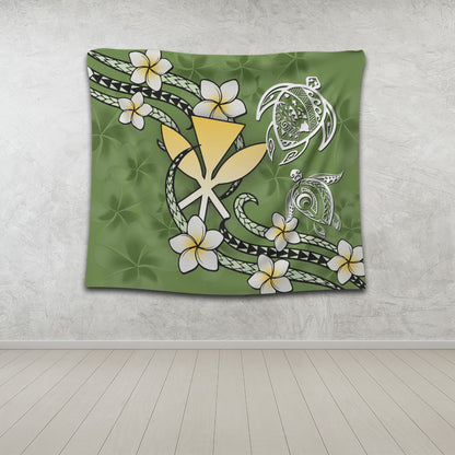Hawaii Tapestry Kanaka And Turtle Map Plumeria Polynesia