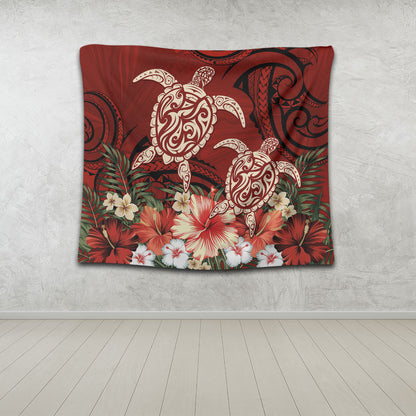 Hawaii Tapestry Polynesia Turtle Drawing Tropical Flower