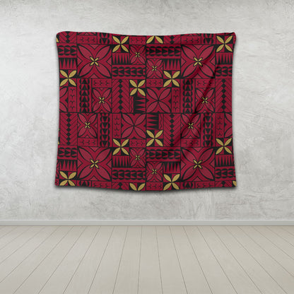 Samoa Tapestry Siapo Design Tribal Pattern Red