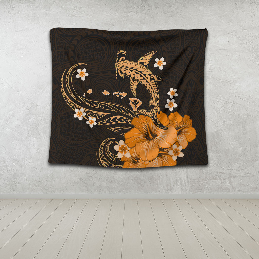 Hawaii Tapestry Kanaka Map And Shark Tribal Tattoo