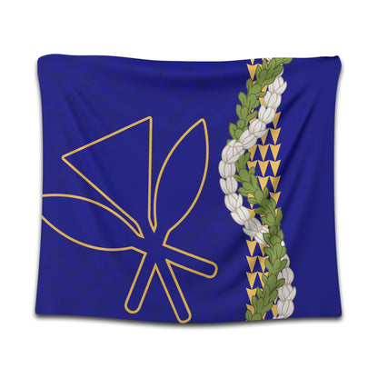 Hawaii Tapestry Kanaka Maoli Puakenikeni Maile Flower Lei