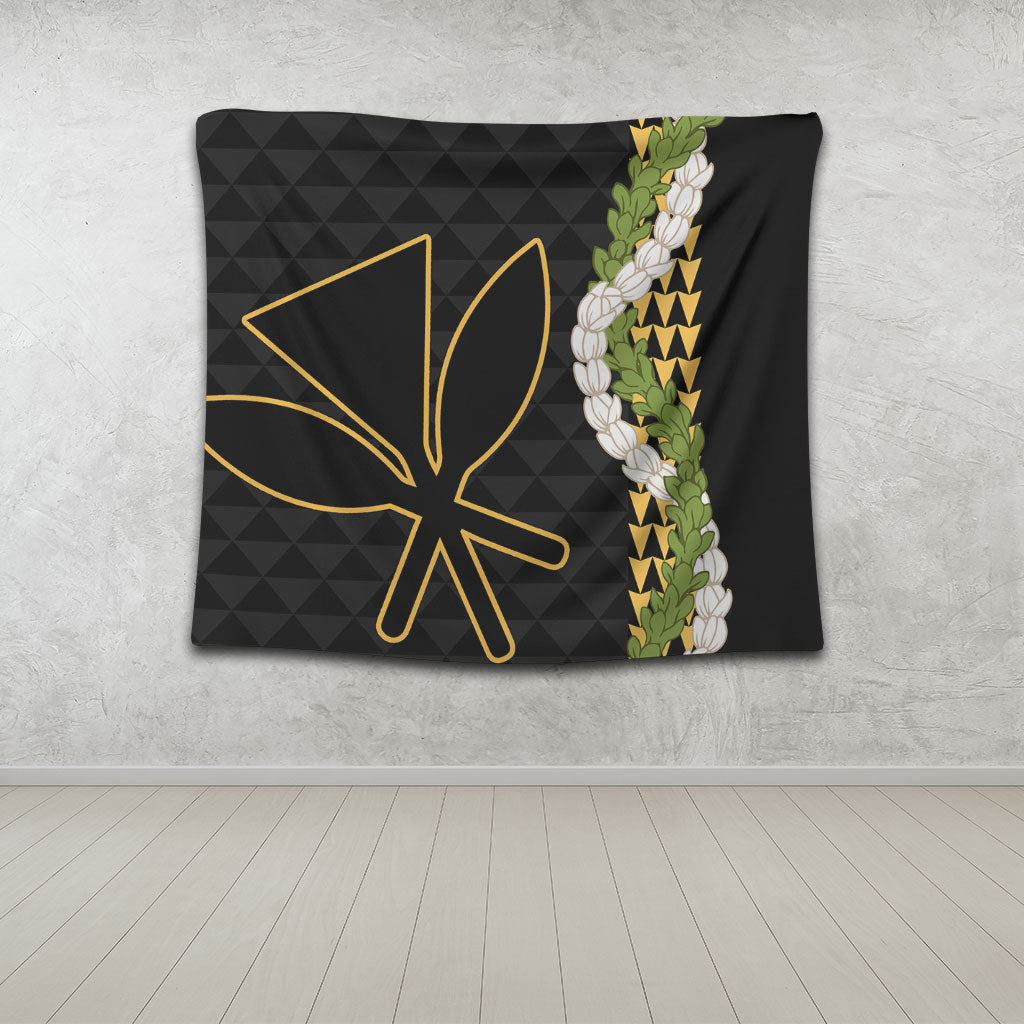 Hawaii Tapestry Kanaka Maoli Puakenikeni Maile Flower Lei