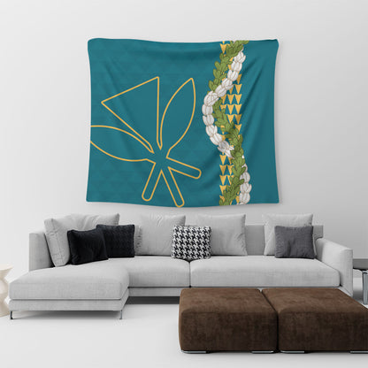 Hawaii Tapestry Kanaka Maoli Puakenikeni Maile Flower Lei