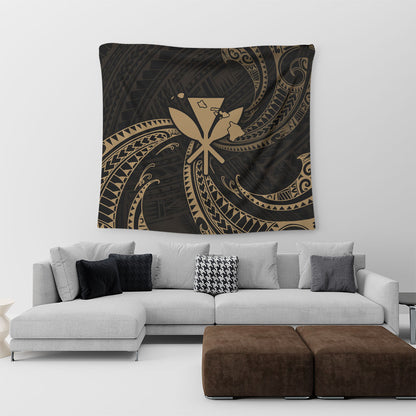 Hawaii Tapestry Kanaka Map Tribal Wave