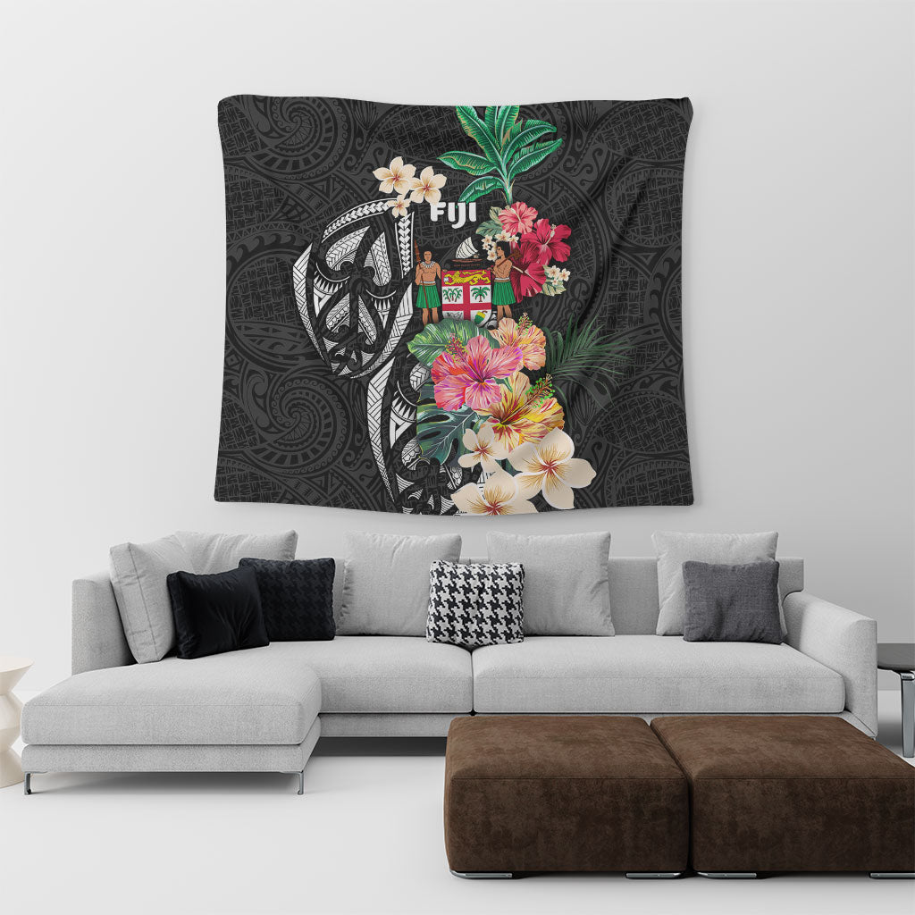 Fiji Tapestry Coat Of Arms Polynesian With Hibiscus