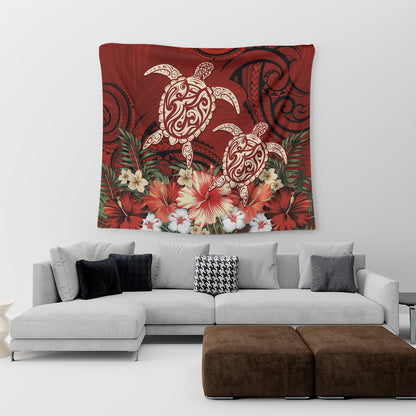 Hawaii Tapestry Polynesia Turtle Drawing Tropical Flower