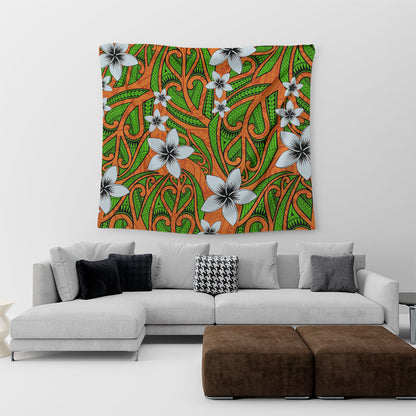 New Zealand Tapestry Maori Pattern Plumeria