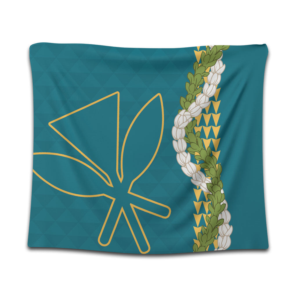 Hawaii Tapestry Kanaka Maoli Puakenikeni Maile Flower Lei