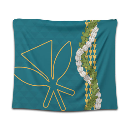 Hawaii Tapestry Kanaka Maoli Puakenikeni Maile Flower Lei