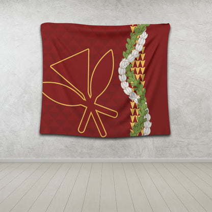 Hawaii Tapestry Kanaka Maoli Puakenikeni Maile Flower Lei