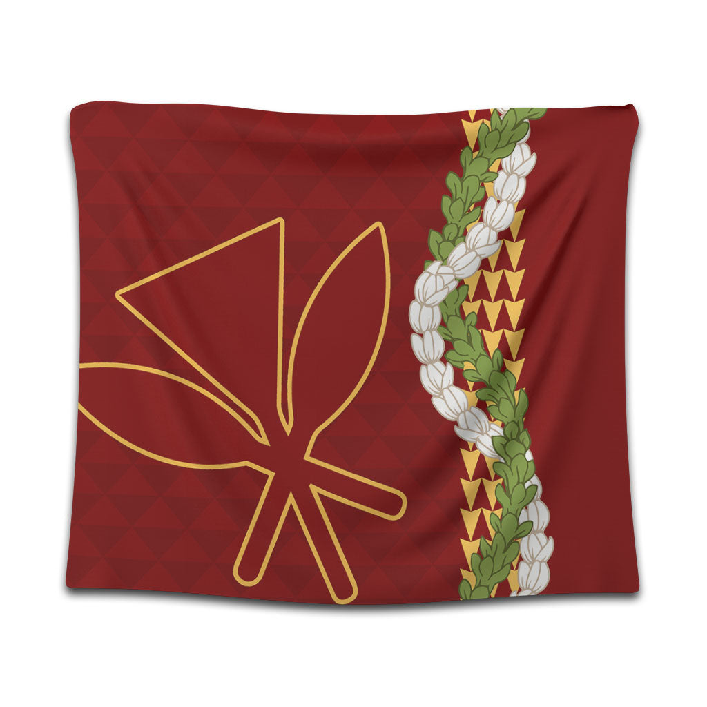 Hawaii Tapestry Kanaka Maoli Puakenikeni Maile Flower Lei