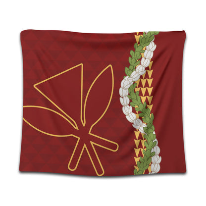 Hawaii Tapestry Kanaka Maoli Puakenikeni Maile Flower Lei