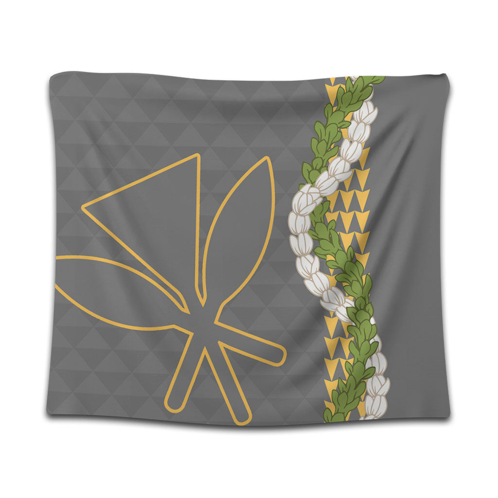 Hawaii Tapestry Kanaka Maoli Puakenikeni Maile Flower Lei