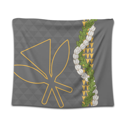 Hawaii Tapestry Kanaka Maoli Puakenikeni Maile Flower Lei