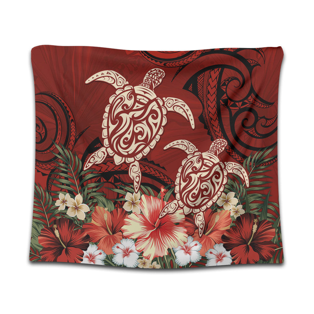 Hawaii Tapestry Polynesia Turtle Drawing Tropical Flower
