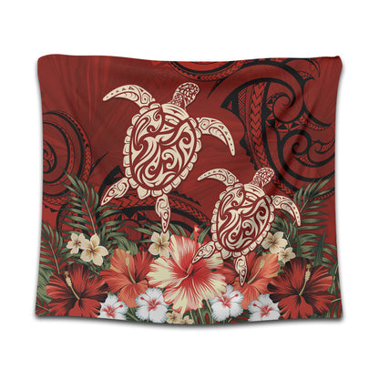 Hawaii Tapestry Polynesia Turtle Drawing Tropical Flower