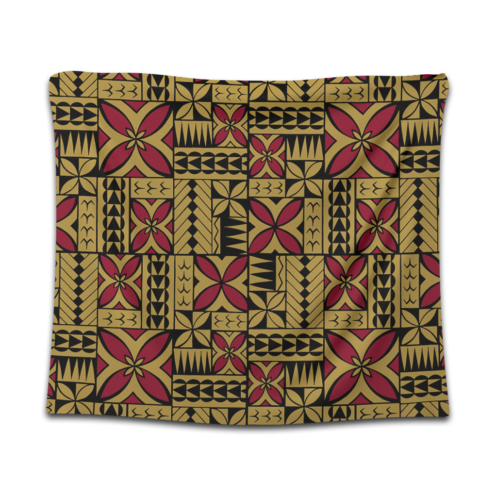 Samoa Tapestry Siapo Design Tribal Pattern Yellow