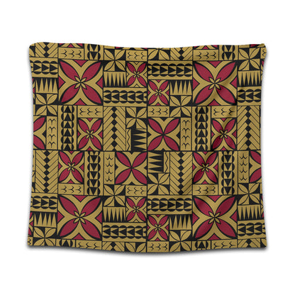 Samoa Tapestry Siapo Design Tribal Pattern Yellow
