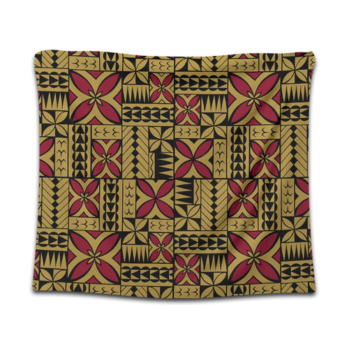 Samoa Tapestry Siapo Design Tribal Pattern Yellow
