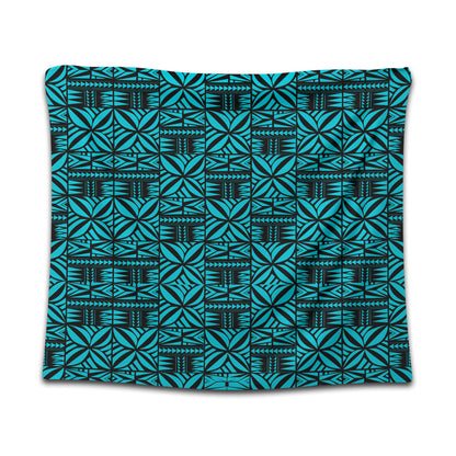 Samoa Tapestry Design Stretch Print Fabric Turquoise