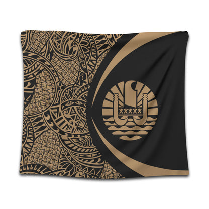 French Polynesia Tapestry Lauhala Gold Circle Style