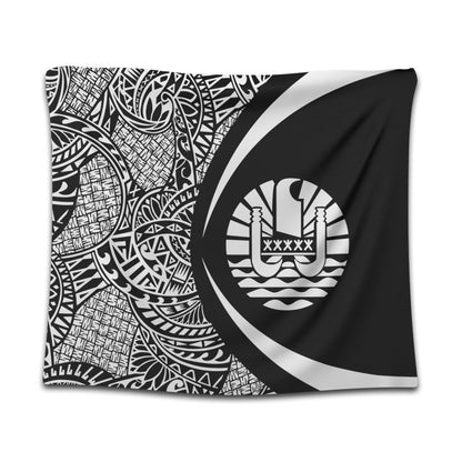 French Polynesia Tapestry Lauhala White Circle Style