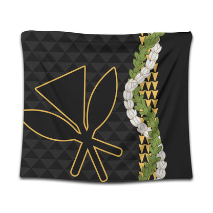 Hawaii Tapestry Kanaka Maoli Puakenikeni Maile Flower Lei