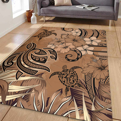 Hawaii Area Rug Polynesian Turtle Tattoo Tropical Elements