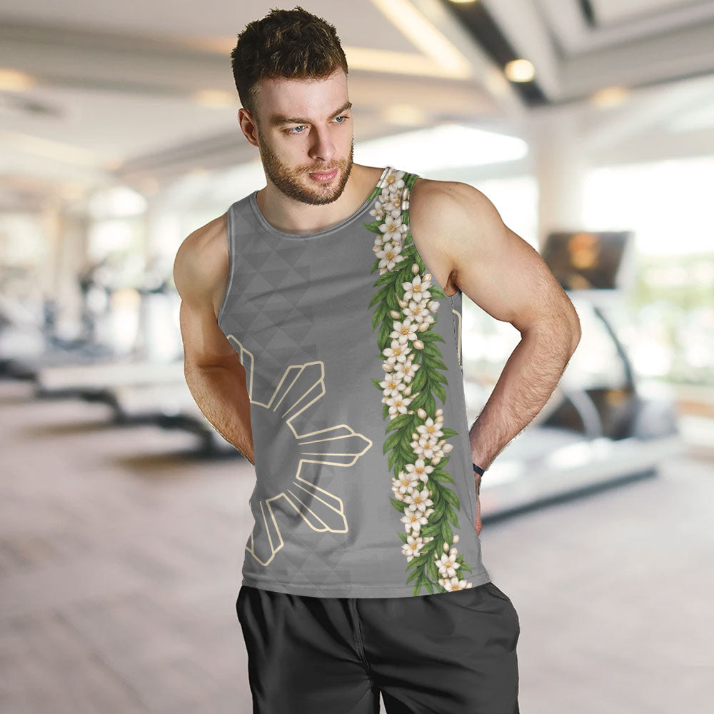 Philippines Filipinos Tank Top Sampaguita Flower Sun Pattern Island Style