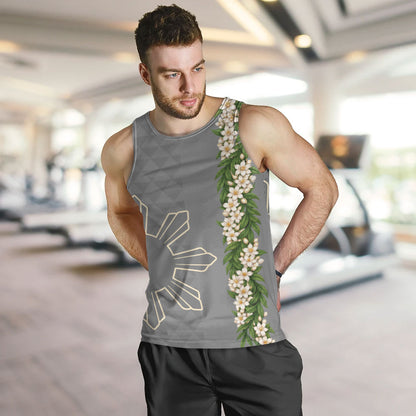 Philippines Filipinos Tank Top Sampaguita Flower Sun Pattern Island Style