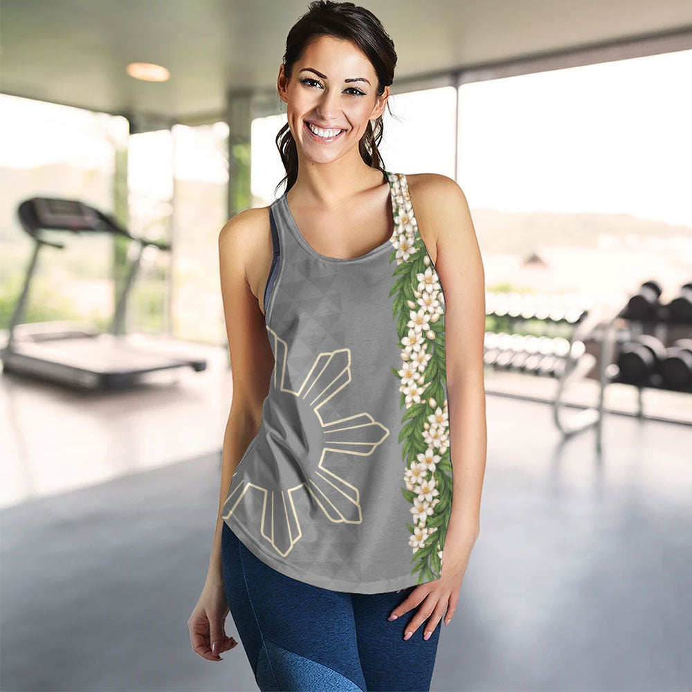 Philippines Filipinos Women Tank Sampaguita Flower Sun Pattern Island Style