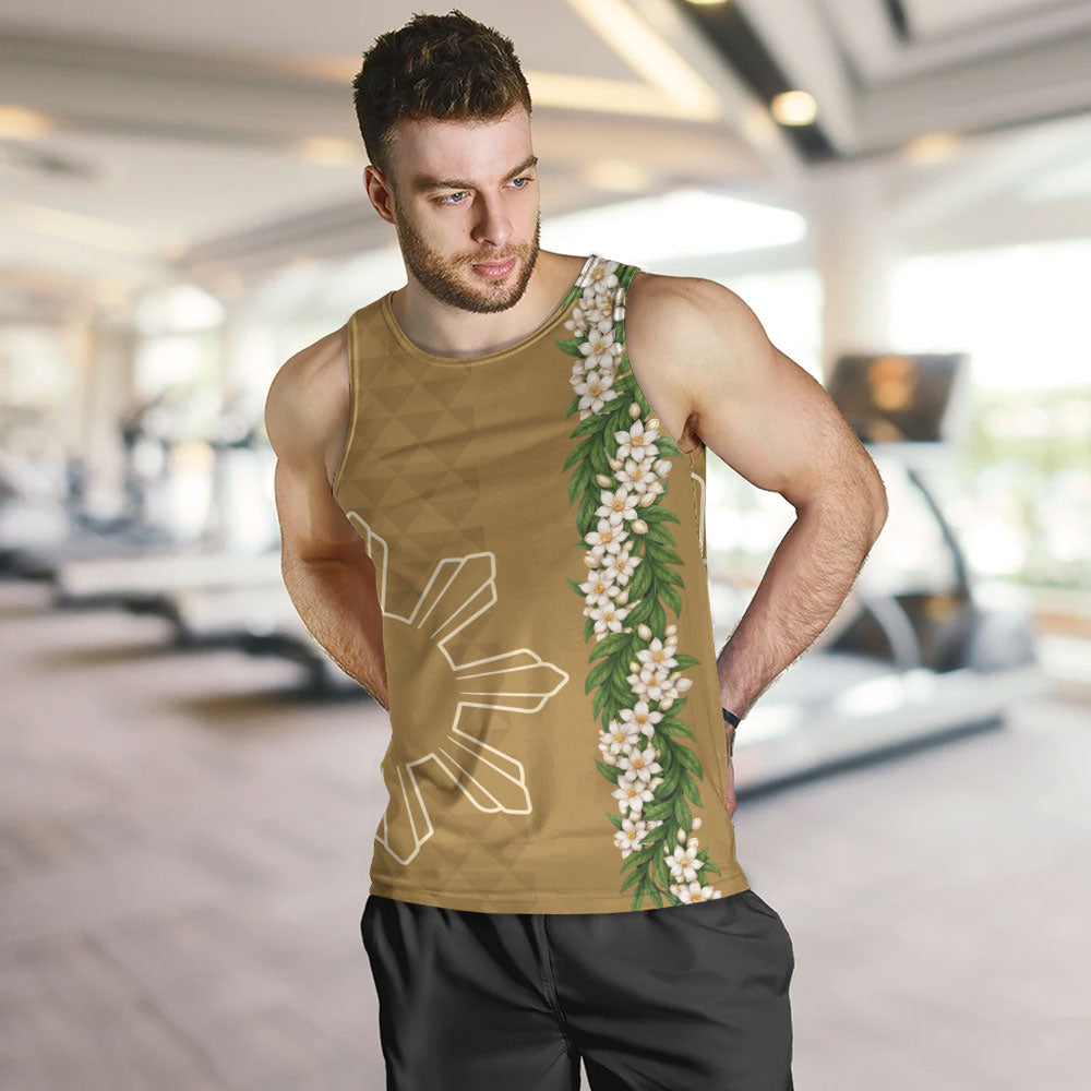 Philippines Filipinos Tank Top Sampaguita Flower Sun Pattern Island Style