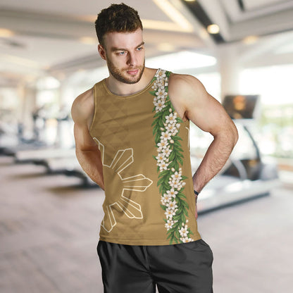 Philippines Filipinos Tank Top Sampaguita Flower Sun Pattern Island Style