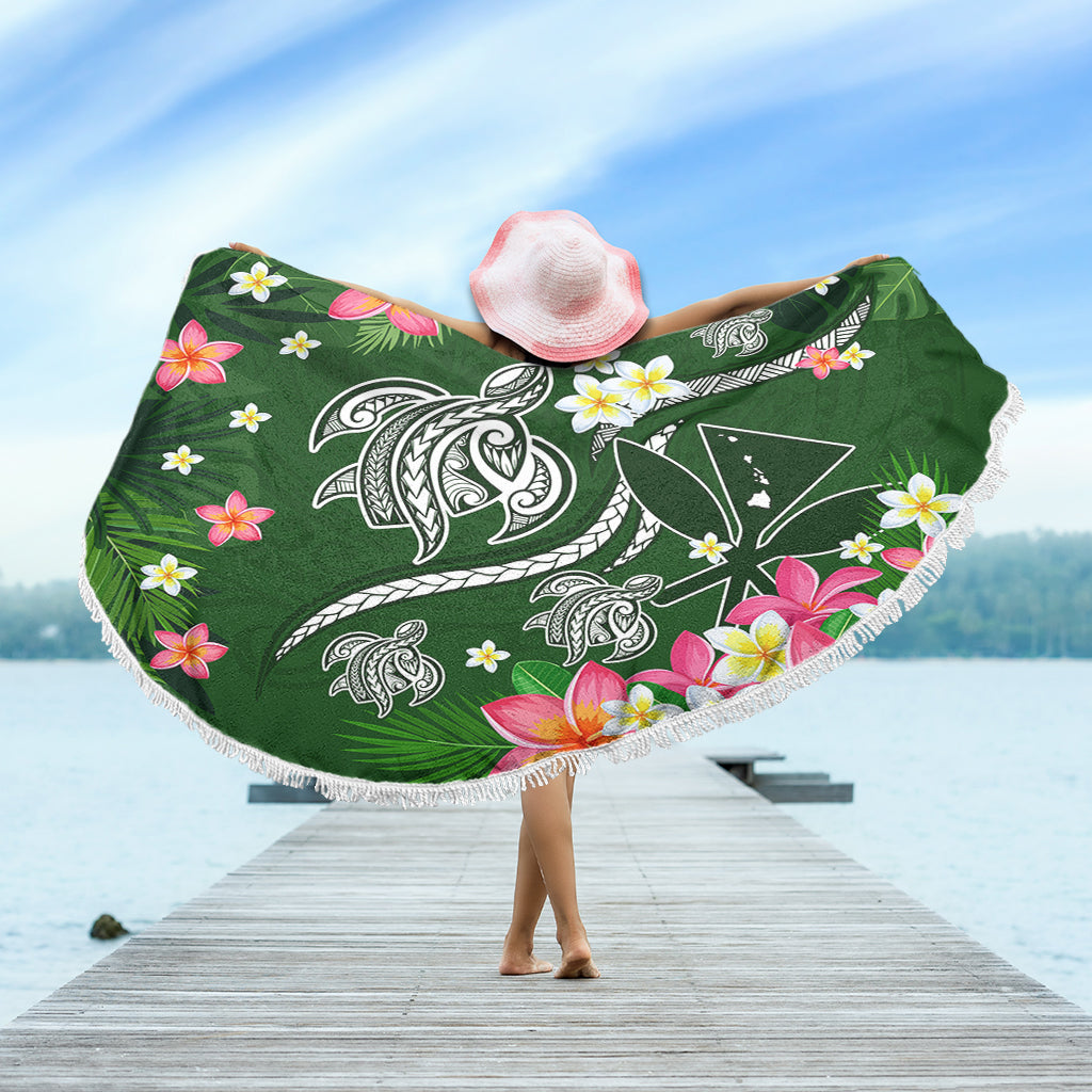 Hawaii Beach Blanket Aloha Island Turtle Plumeria Flower Tropical Fabric